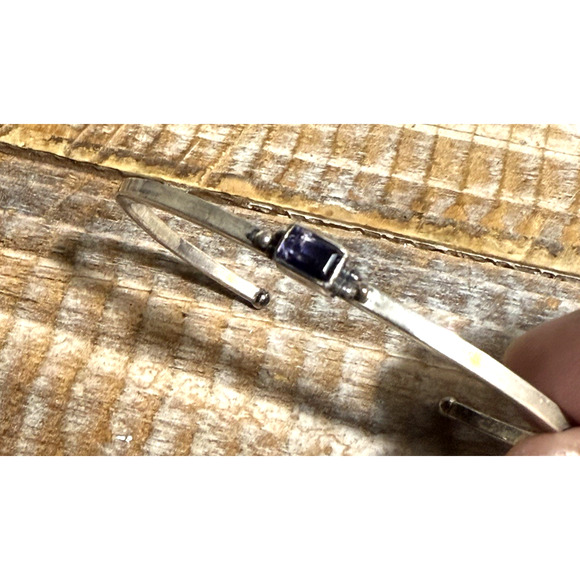 Sterling Silver Native American Lapis Cuff Bracelet Southwestern Signed AN - Picture 4 of 8